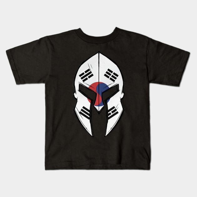 South korea flag in Spartan warrior Helmet Kids T-Shirt by HawaiPlus